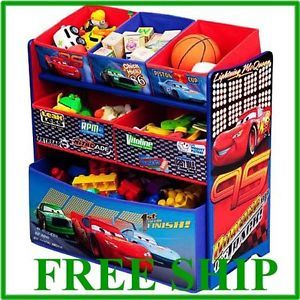 Disney Cars Multi Bin Toy Box Organizer Kids Room Boy Free SHIP New