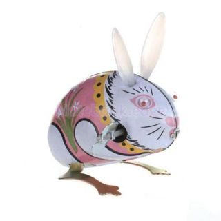 Vintage Retro Style Wind Up Funny Bunny Rabbit Tin Toy Kids Collectible Gift