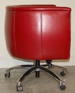 Classic Leather Furniture Red Chrome Adjustable Swivel Desk Chair on Casters