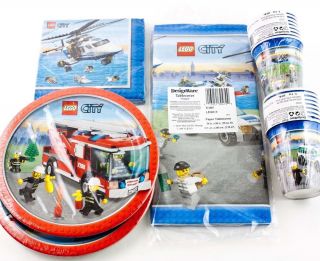 Lego City Police Birthday Party Supplies Plates Napkins Cups Tablecover for 16