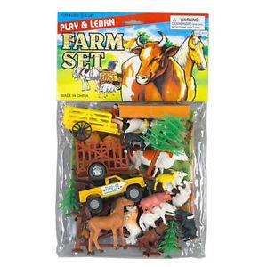 36pc Farm Animals Play Set Kids Toy Toys Farmer Barn
