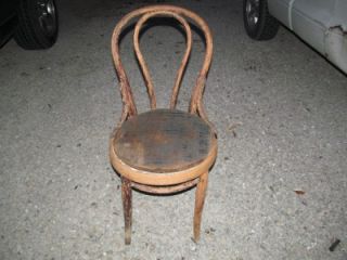 Vtg Antique Old Shabby Brown Wooden Chair