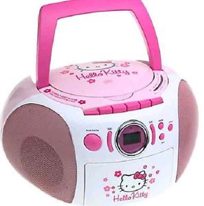 Child Girl Hello Kitty Stereo Boombox CD Player Kids Toy Music Radio Recorder