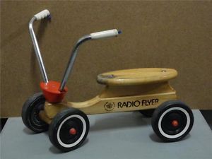 Vintage Radio Flyer Wooden Scooter Genuine Maple 4 Wheel Small Bike Kids Toys