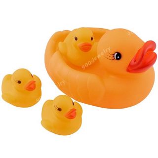 4pcs Rubber Ducky Ducks Bath Shower Squeaky Floating Toys Baby Chirldren Kids
