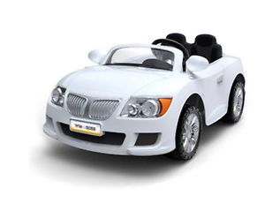 Electric Convertible Power White Race Car Kids Motorized Wheels Toy Ride on 12V