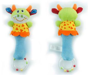 Kids Baby Soft Animal Model Handbells Rattles Handle Developmental Toy Cow
