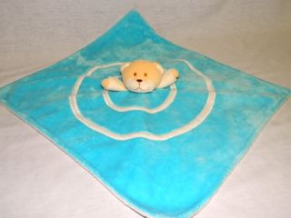 Blankets Beyond Baby Nunu Blue w White Swirl Tan Teddy Bear Security Blanket