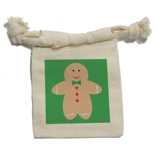 Cute Gingerbread Man Cookie Christmas Muslin Cotton Gift Party Favor Bags