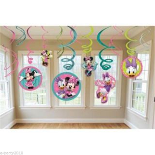 12 Disney Minnie Mouse Bow tique Swirl Decorations Birthday Party Supplies