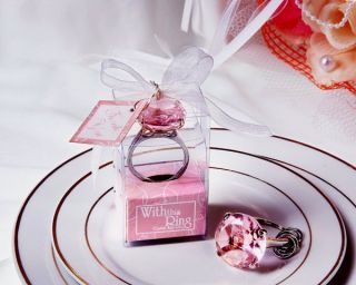 Bling Carat I do Wedding Party Favor Ring Keychain Pink