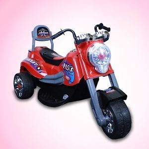 New Battery Powered Kids Ride on Toy Chopper Motorcycle Car 3 Wheel Red