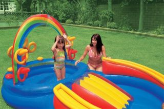 Intex Inflatable Kids Rainbow Ring Water Play Center