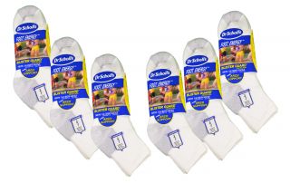 Lot of 6 Pairs Dr Scholl's White Quater Crew Socks Blister Guard Mens Sz 7 12
