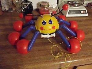 Vintage Kiddicraft Spider Pull Along Rolls Antique Kids Baby Toy Play Learn