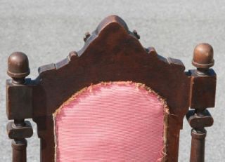 Antique Victorian Parlor Chair Wood Tufted Pink Revival Ornate Carved Vtg Wooden
