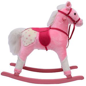 Kids Plush Rocking Horse Play Toy Rocker Ride Child Christmas Gift w Sound
