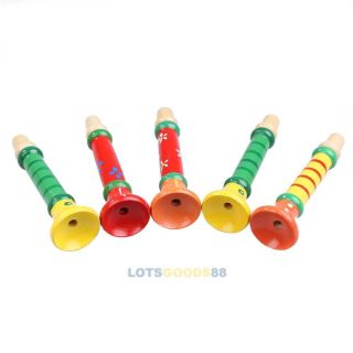Colorful Wooden Trumpet Buglet Hooter Bugle Educational Toy for Kids LS4G