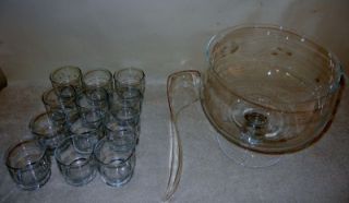 Princess House Crystal Punch Bowl Set Bowl 12 Glasses Laddle Birthday Party