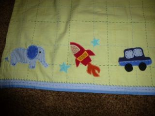 Valance Pottery Barn Kids Curtain A to Z Alphabet Car Space Green Blue Dog Frog