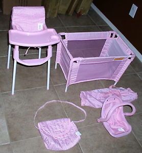 Badger Basket Baby Doll Furniture Set High Chair Playpen Carrier Diaper Bag