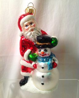 Kurt Adler 5" Santa Claus w Snowman Christmas Ornament