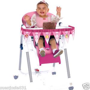 Disney Princess 1st Birthday Girl High Chair Kit New
