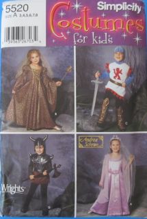 Children's Halloween Costume Viking Medieval Knight Sewing Pattern 5520 Kids 3 8