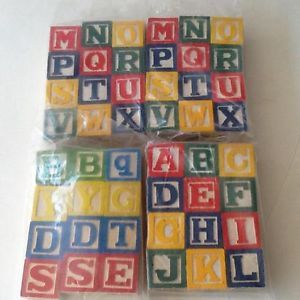 Wood Wooden Alphabet ABC 48 Building Blocks Kids Child Toys 1 1 4"