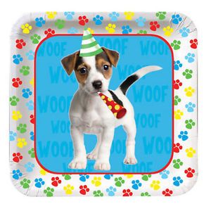 Puppy Dog Paw Prints "Paw Ty Time " Party Supplies Dessert Cake Paper Plates