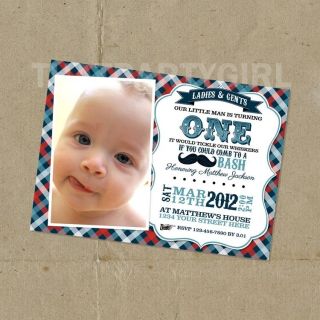 Mustache Bash Little Man Baby Shower Boy Birthday Invitations Party Favors DIY