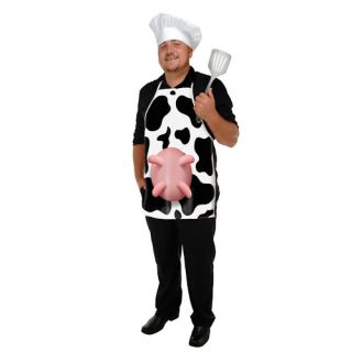 Polyester Fabric Apron Cow Print with Novelty Udders Summer BBQ Chef Cowboy
