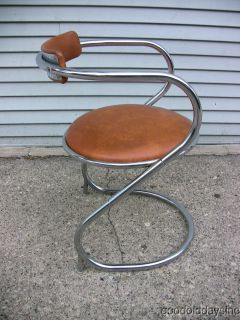 Vintage Mid Century Modern Art Deco Zig Zag Chrome Chair Contemporary