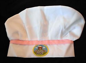 Toys R US Inc Kids "Just Like Home" Chefs Hat White w Pink Stripe 100 Poly