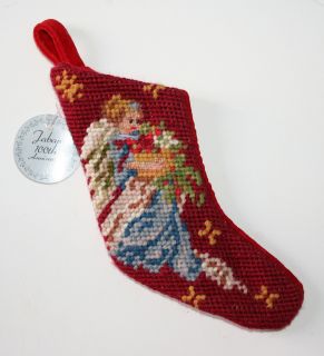 Mini Wool Needlepoint Angel Gift Card Christmas Stocking Ornament