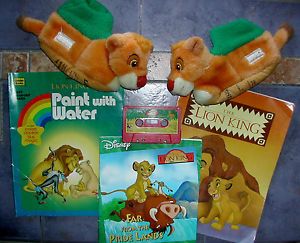 Disneys Lion King Set of 3 Books 1 Read Along Cassette Bonus Simba Slippers