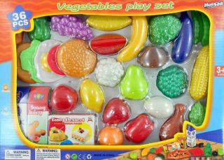 Large 36 Piece Fruit and Vegetable Play Set Toys Pretend Play Toy Foods Kids