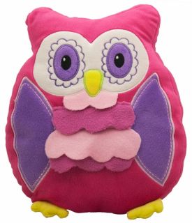 Night Owl Cushion Pillow Cute Kids Boys Girls Bird Plush Soft Toy Purple Pink