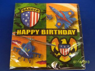 American Heroes Camo Military Camouflage Party Paper Luncheon Napkins Birthday