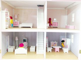 Pink Wooden Victorian Conservatory Kids Girls Dollshouse Furniture Dolls Toy New