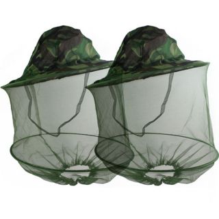 Lot 2 Mosquito Fly Insect Bee Fishing Mask Face Protect Hat Net Camouflage