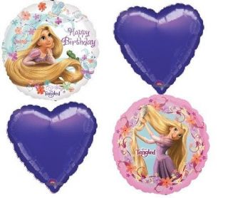 Disney Rapunzel Tangled Mylar Birthday Party Balloons Heart Purple Supplies 4