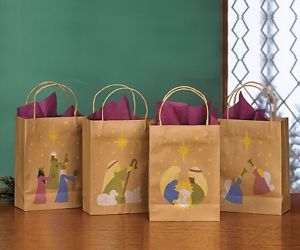 12 Nativity Christmas Gift Bags Holiday Baby Jesus Wisemen Angels Sunday School