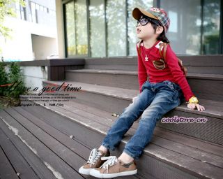 Kids Boys Korean Style Toddlers Badge Long Sleeve Dress Shirts T Shirt Tops T11