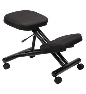 Boss Black Fabric Ergonomic Kneeling Chair Stool with Black Steel Frame
