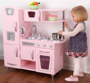 KidKraft Pink Vintage Kitchen Pretend Play Food Cook Playset Child Toddler Toy