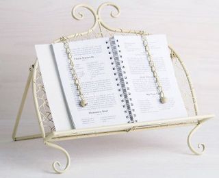 French Cream Recipe Book Holder Metal Rack Scroll Stand Shabby Kitchen Display