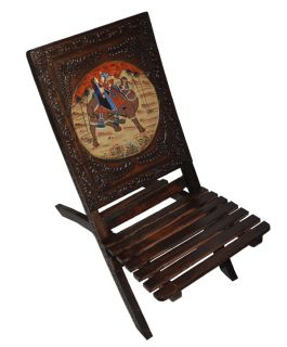 Indian Antique Wooden Chair Hand Painted Decorative Folding Wood Chairs Vintage