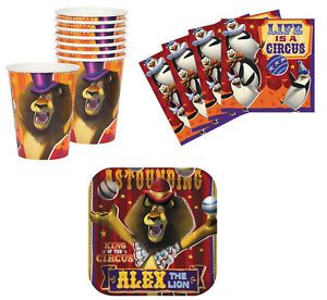 Madagascar 3 Birthday Party Supplies Plates Napkins Cups Set for 8 or 16 New