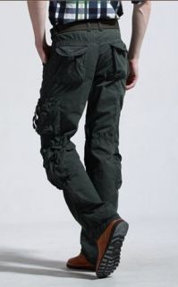 Men's Casual Combat Pocket Loose Long Straight Fashion Cargo Jeans Pants Trouser